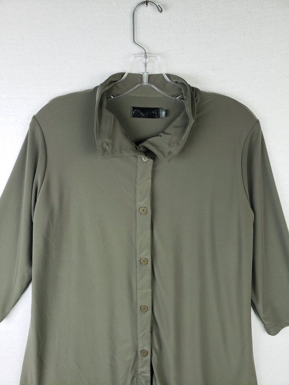 Sympli Canada Tunic Top Shirt Slinky Stretchy Green size 10 Lagenlook Minimalist - Picture 4 of 11